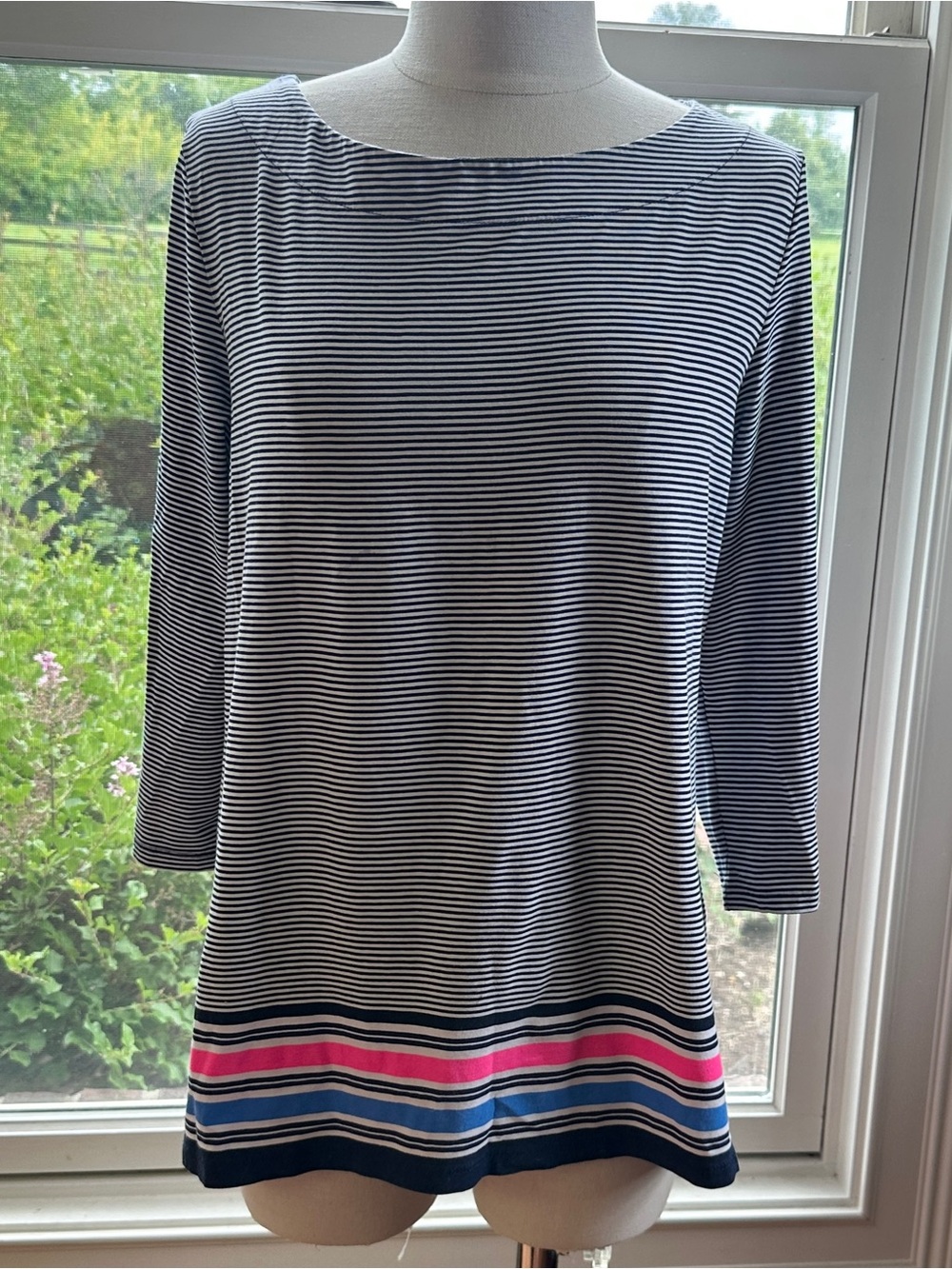 Lilly Pulitzer Waverly Top, True Navy Bayside Stripe, XL